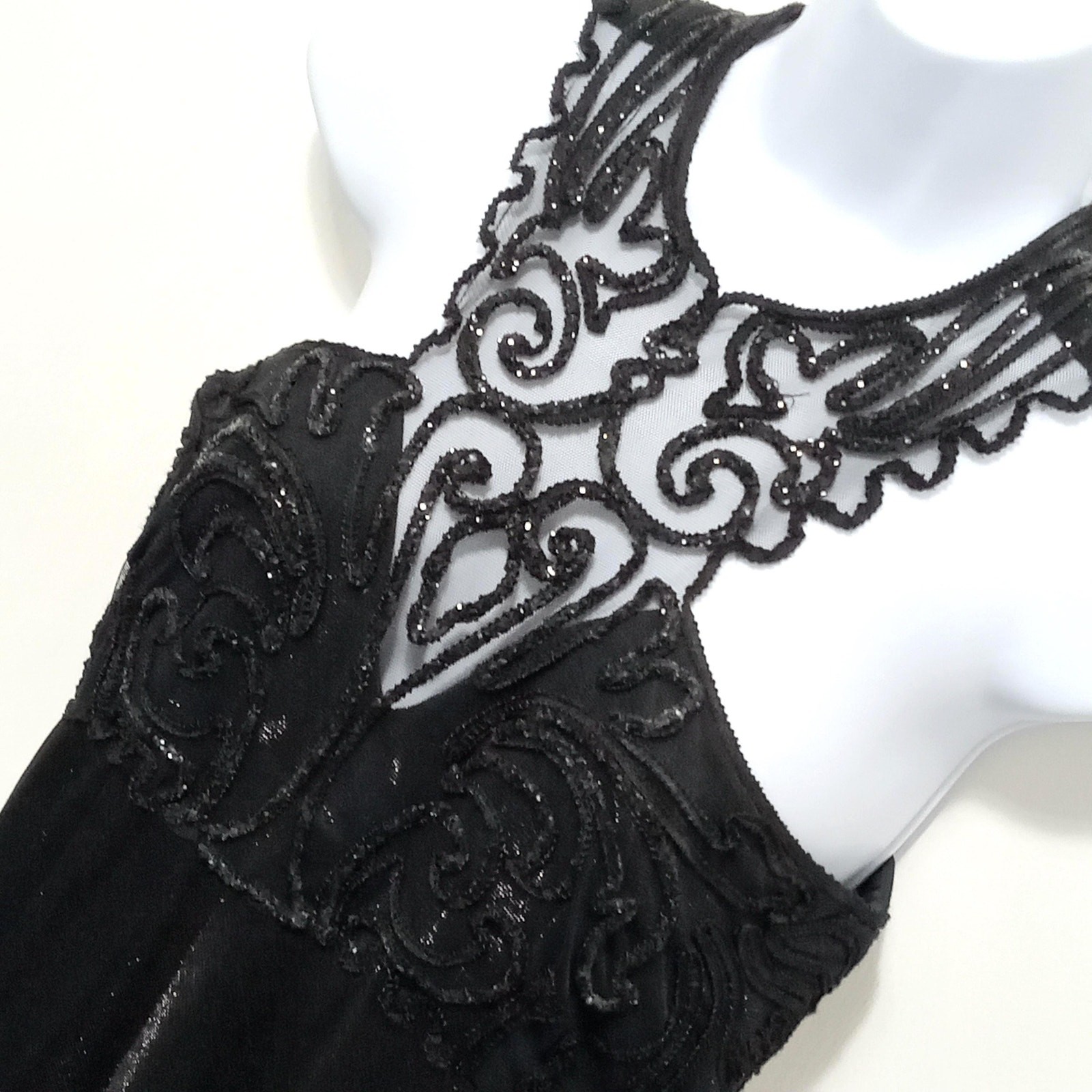 Alfred Angelo Black Sequin Gown: Elegant Formal Dress, Size 9/10