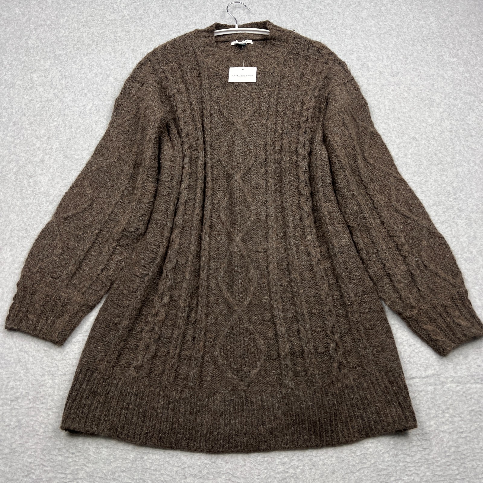 NEW American Eagle Sweater Dress Women’s XS Brown Cable Knit Mockneck LS Jumper