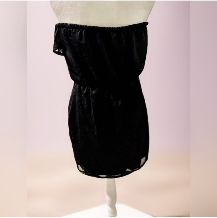 city triangles Flirty Black Mesh Strapless dress- Perfect For Beach & Festivals
