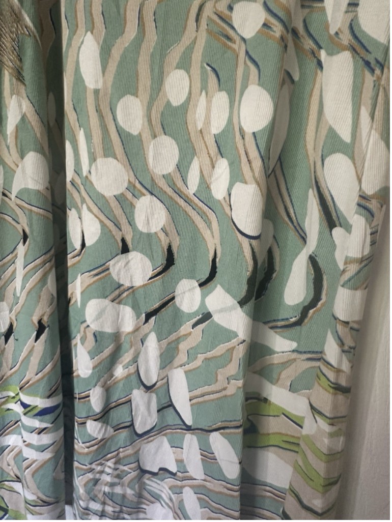 Marc Cain Sports Sage Green Abstract Cotton Sleeveless Midi Dress Size N3 US 6