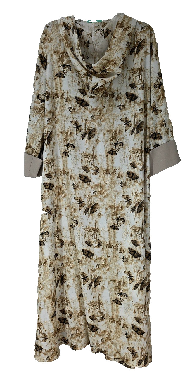 Toleen Butterfly Pullover KAFTAN Embroidered Rhinestone V-Neck Hooded Womens 1XL