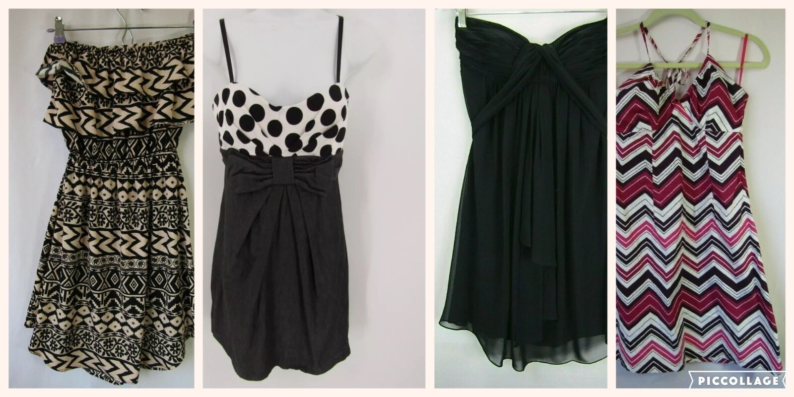 4 Pc Juniors Womans Size S Short Dress LOT Black chiffon, casual, semi-formal