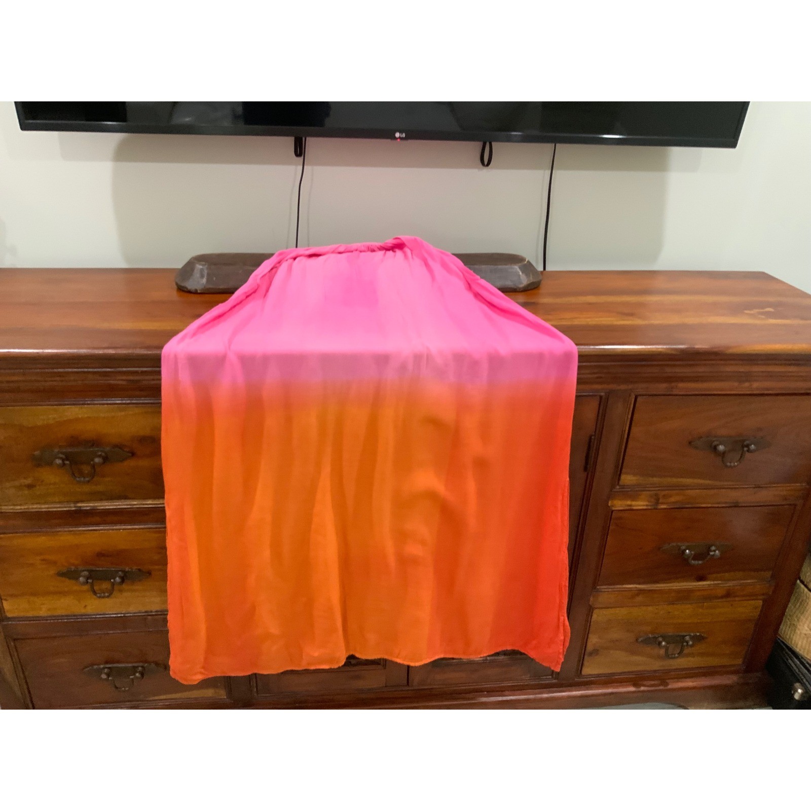 Mud Pie Pink Orange Ombre Halter Maxi Dress Side Slit Summer Beach Size S