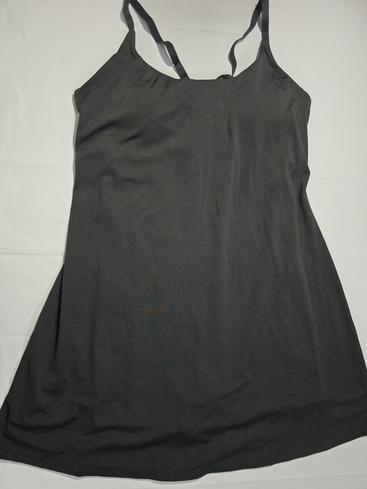 Ewedoos Women’s Black Spaghetti Strap Slip built in shorts&bra Dress size Large