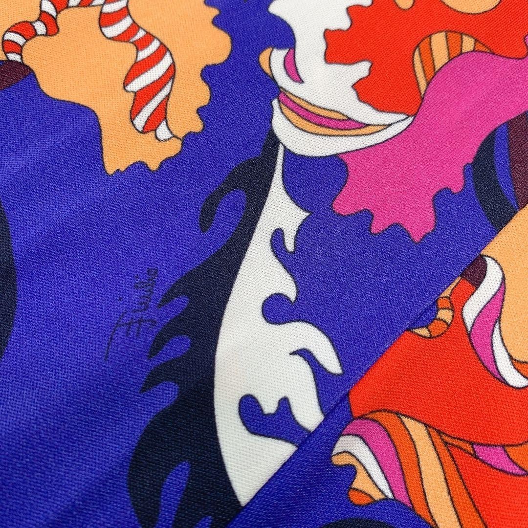 Emilio Pucci Blue Floral Silk Rayon Stretch Dress Size UK6 Auth