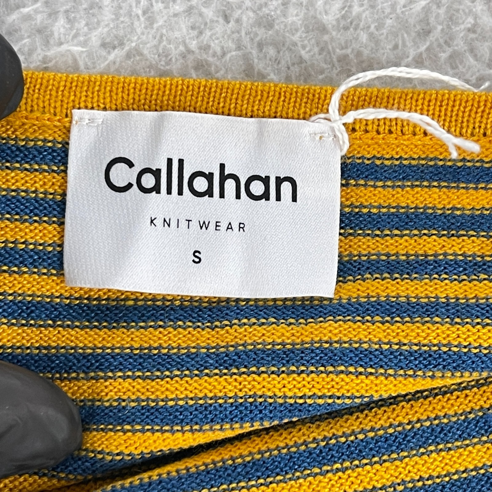 Callahan Nicky Halter Dress Womens Small Yellow Blue Stripe Knit Casual Pullover