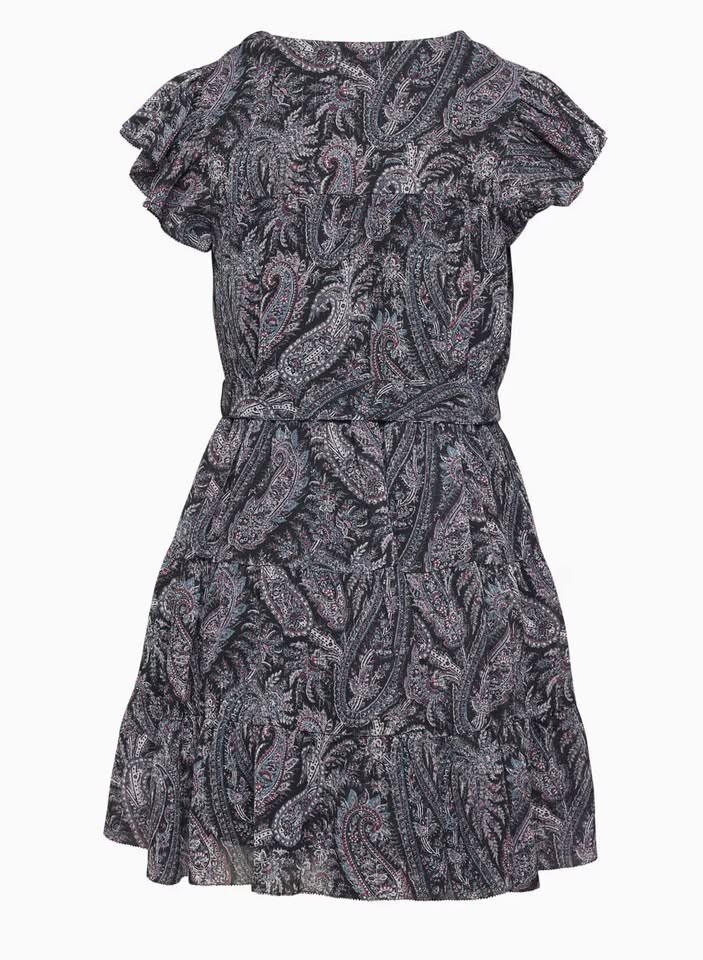Aritzia Little Moon Sol Dress Small S BNWT Lined Tiered Flutter Sleeve Mini New