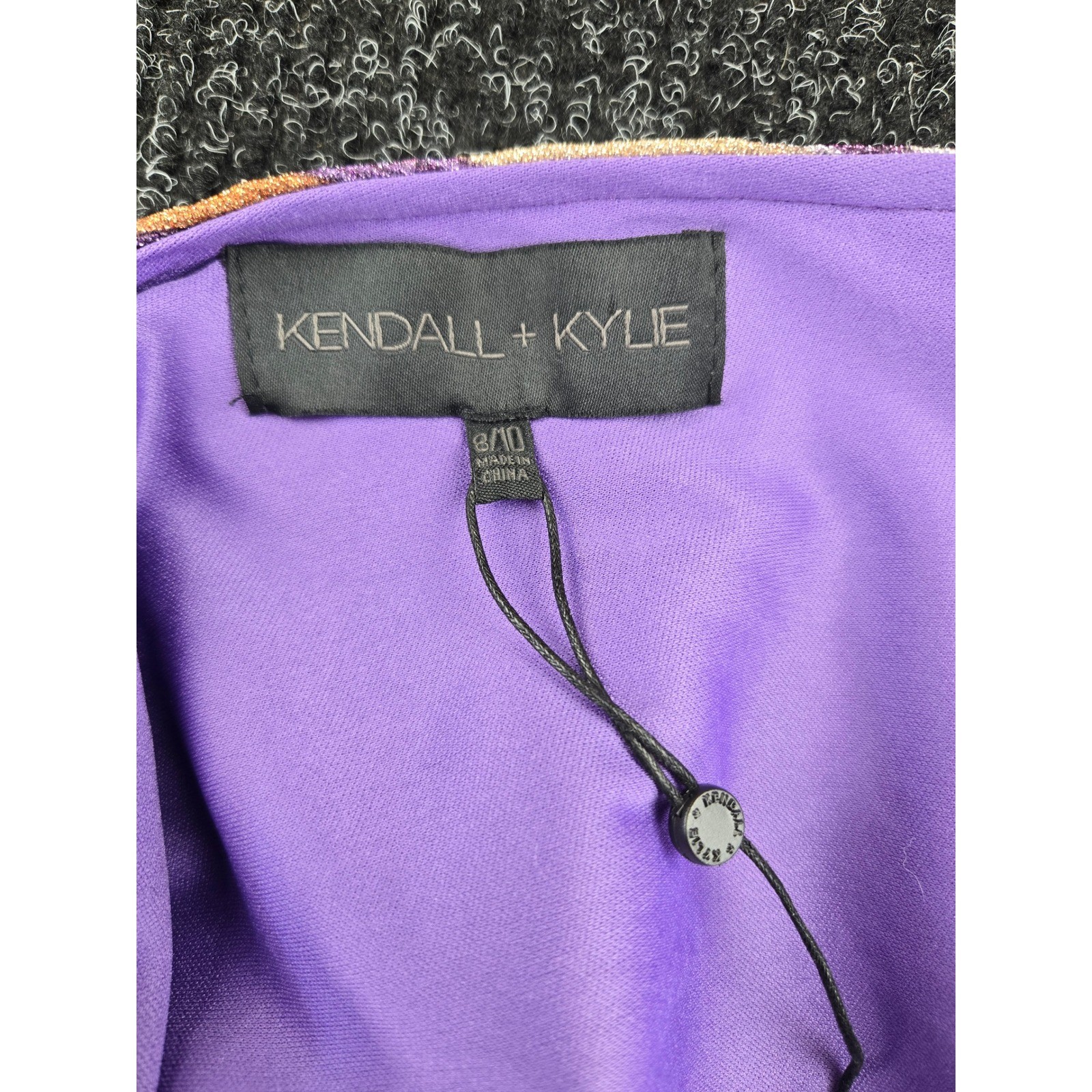 Kendall + Kylie Purple Orange Metallic Striped Pleated Maxi Dress Size 8/10