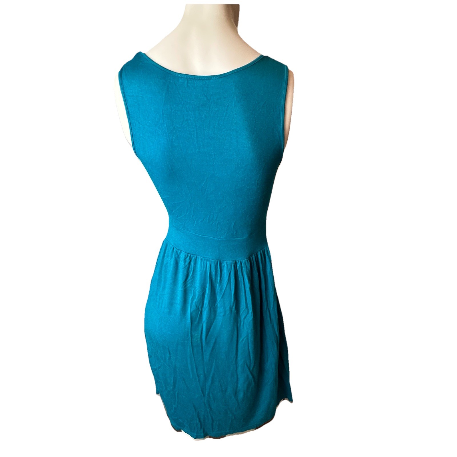 PINK ROSE PREMIUM QUALITY TEAL STUD DETAIL SCOOP NECK SLEEVELESS DRESS SZ S
