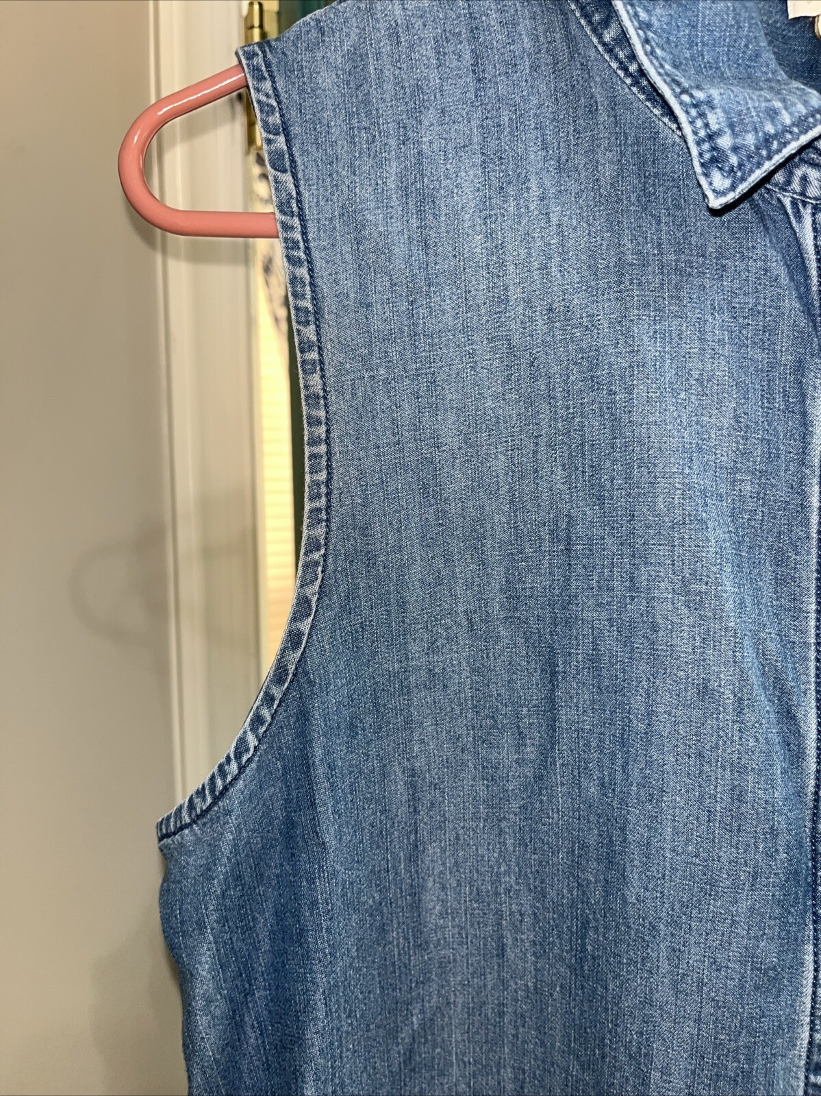 J.Crew Sleeveless Denim Button Up Dress Sz L Comfortable Classic