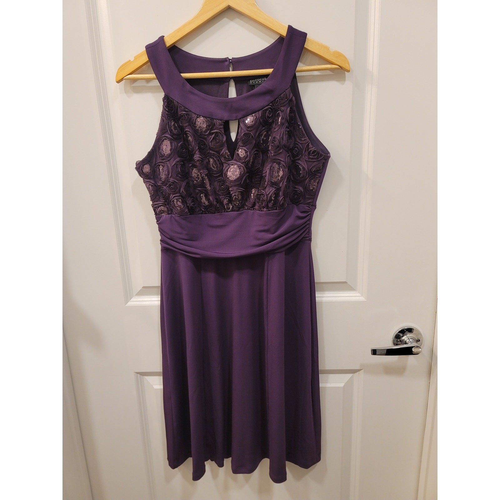 Enfocus purple fit & flare cocktail dress