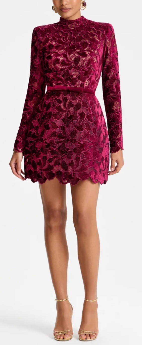 Nadine Merabi Belted Cocktail Dress, Burgundy, S/M/US6, New, No Lining Dress
