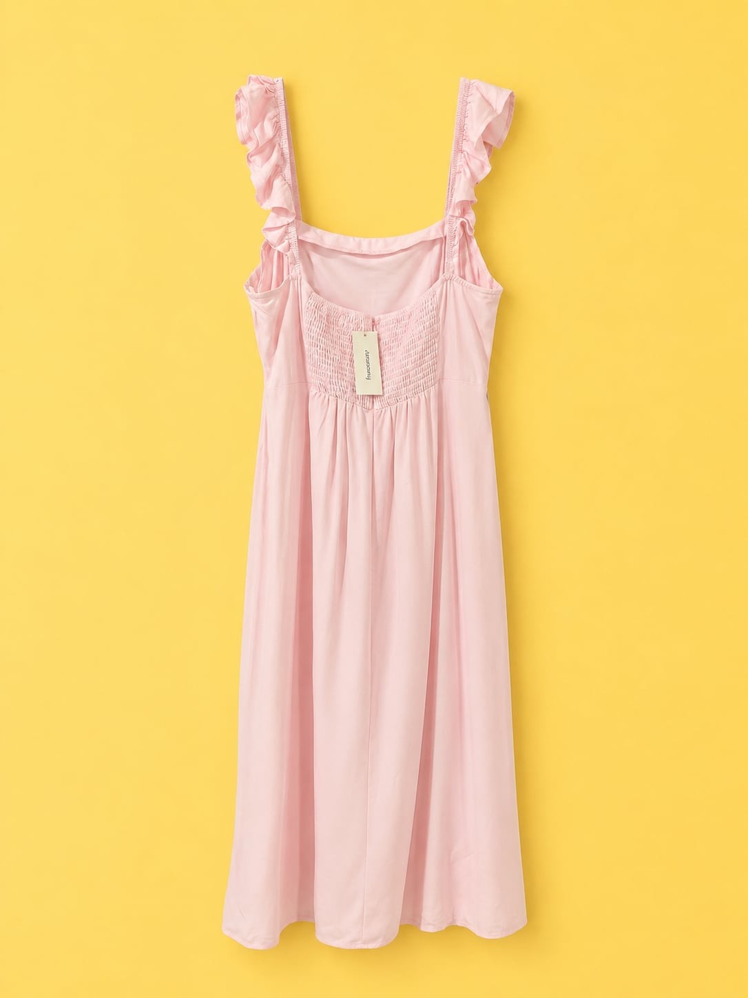 Mi Ami Francesca’s Pink Ruffle Strap Smocked Midi Dress Size XL