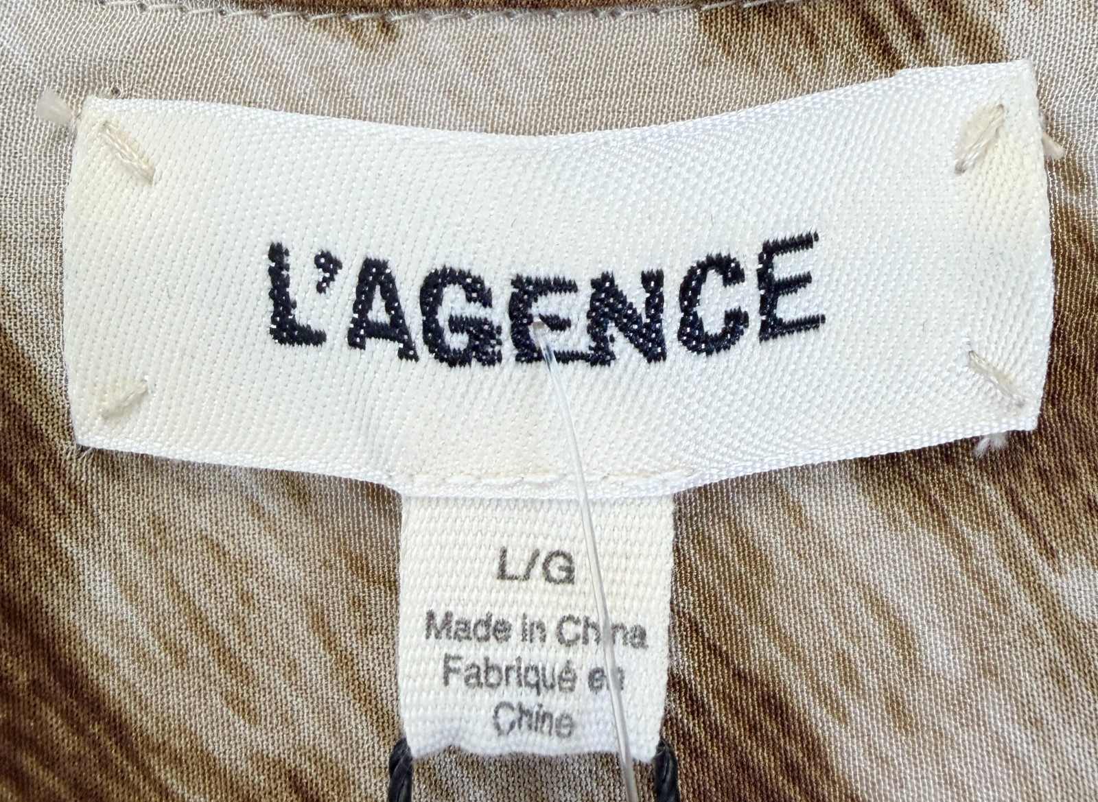 NWT L’AGENCE Cameron Silk Collar Dress Cacao Leopard Rope Belt Sleeves L Large