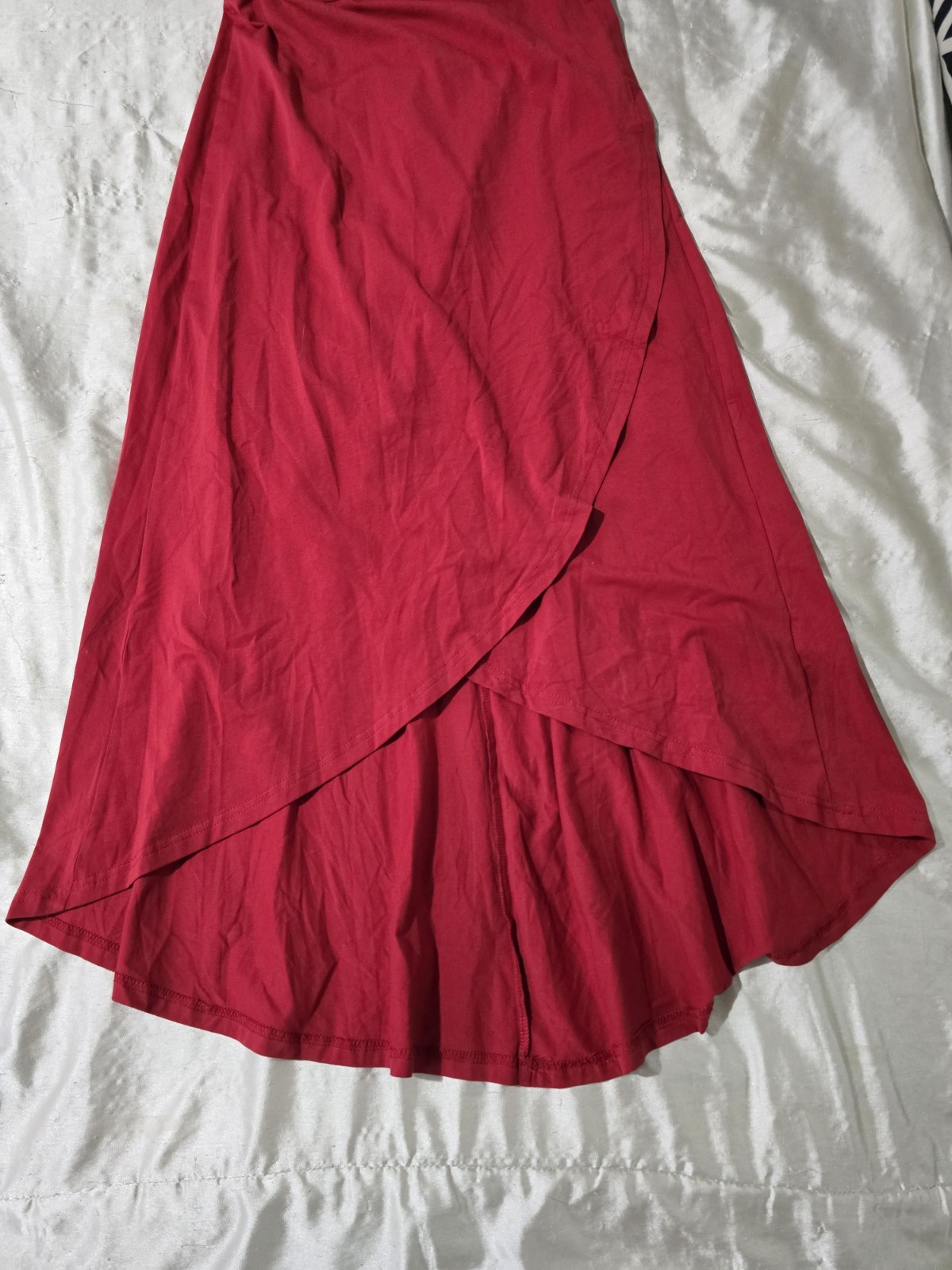 NWT Kilig Red Adjustable Criss Cross Strap Hi Low Hemline Wrap Dress Size Medium