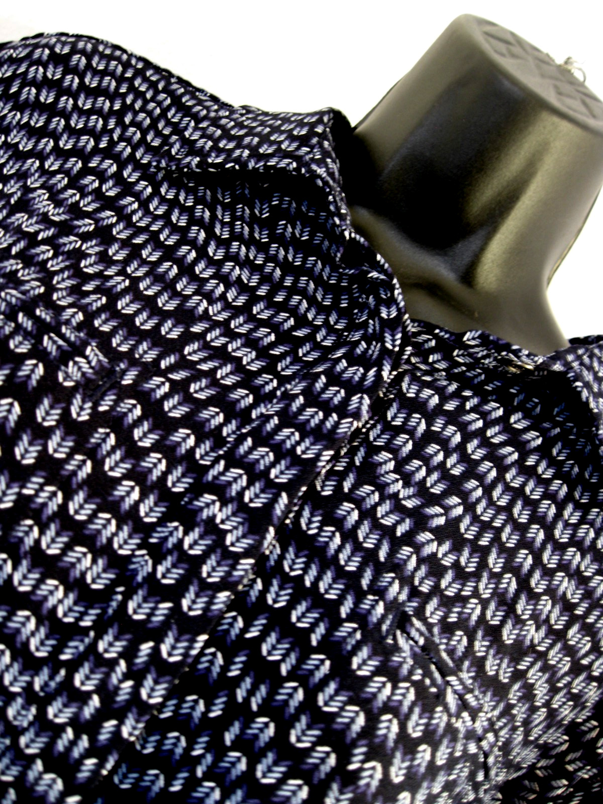 Dalia Women Dress Blue Chevron Print Polyester/Spandex Long Sleeve V-Neck XL