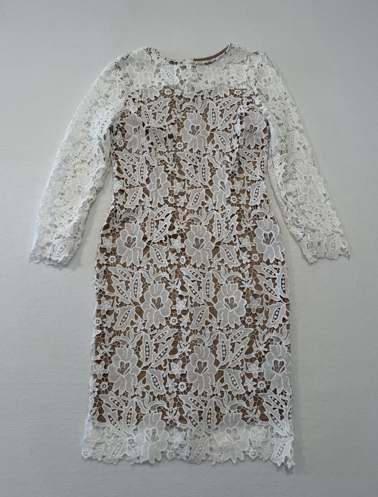 Shein Women’s Crochet White Lace Over Beige Slip Dress Large Preowned