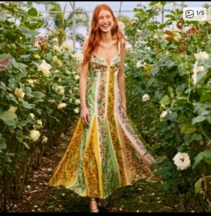 XL Farm Rio Delicate Floral Stripes Maxidress