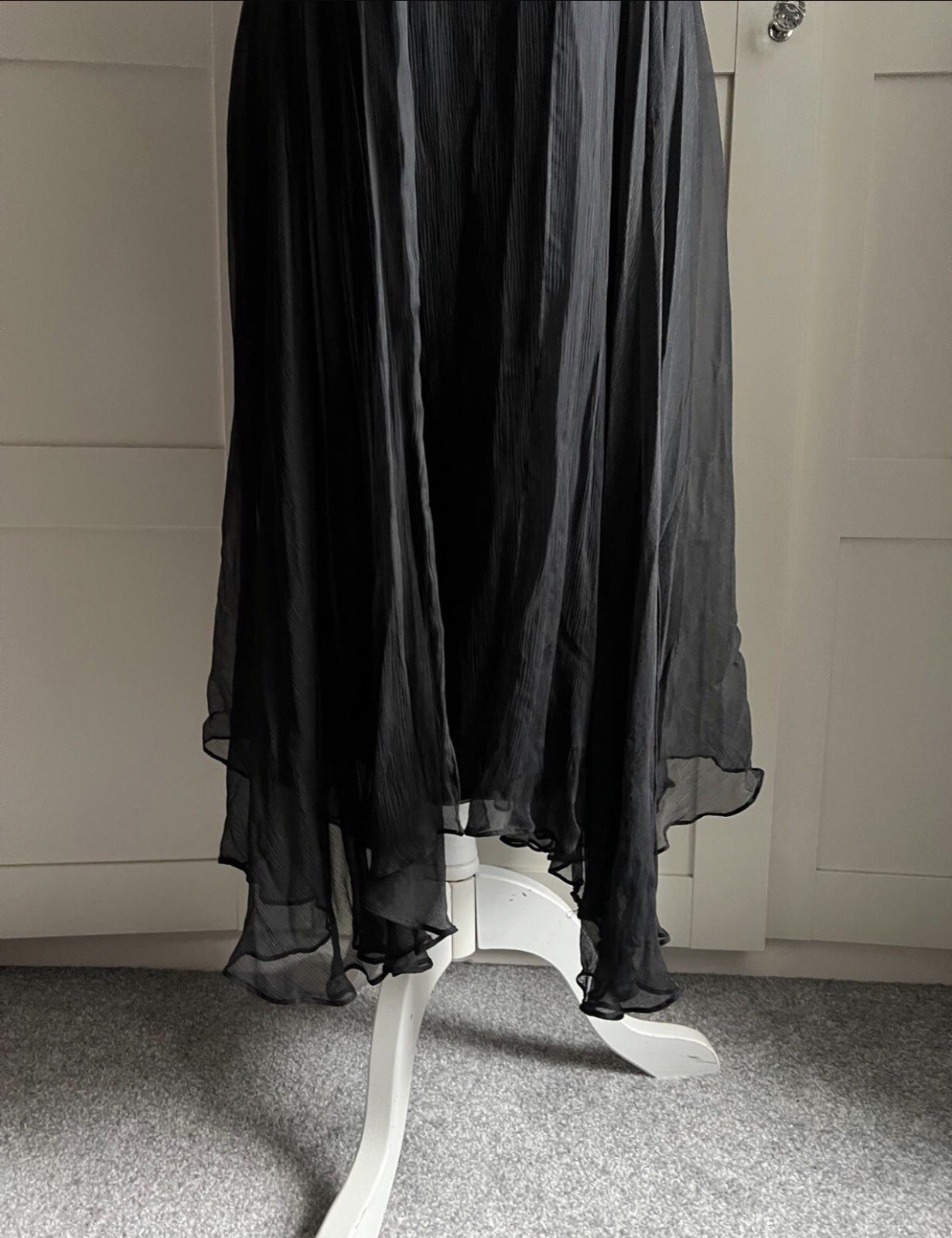 MONSOON Silk Black & Silver Evening Dress UK 12 Timeless Elegant Modern Classic