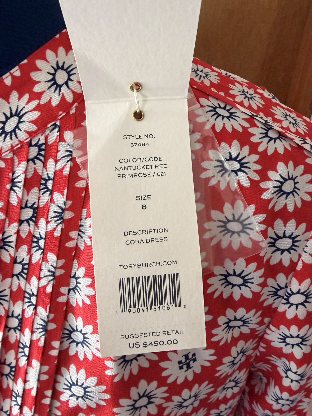 Tory Burch Nantucket Red Primrose Cora Silk Size 8 Dress NWT