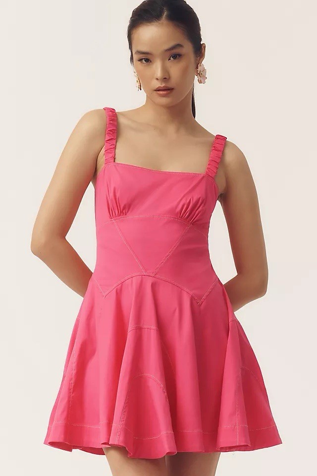 NWT Anthropologie Plunge Drop-Waist A-Line Mini Dress Size Large