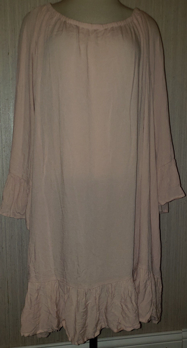 Women’s ANA Light Rose Peach Slip On 3/4 Ruffle Sleeve Dress Size 2XLT