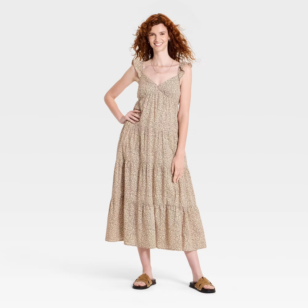 Women Ruffle Sleeve Floral Print Maxi Sundress – Universal