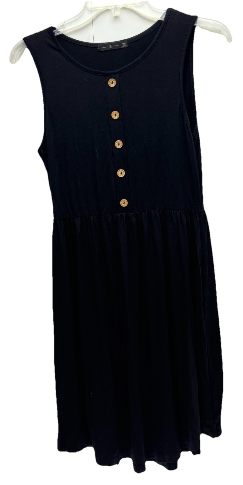 Womens Small Sleeveless Short Sundress Tank Rayon Knit Dress Button Detail EUC