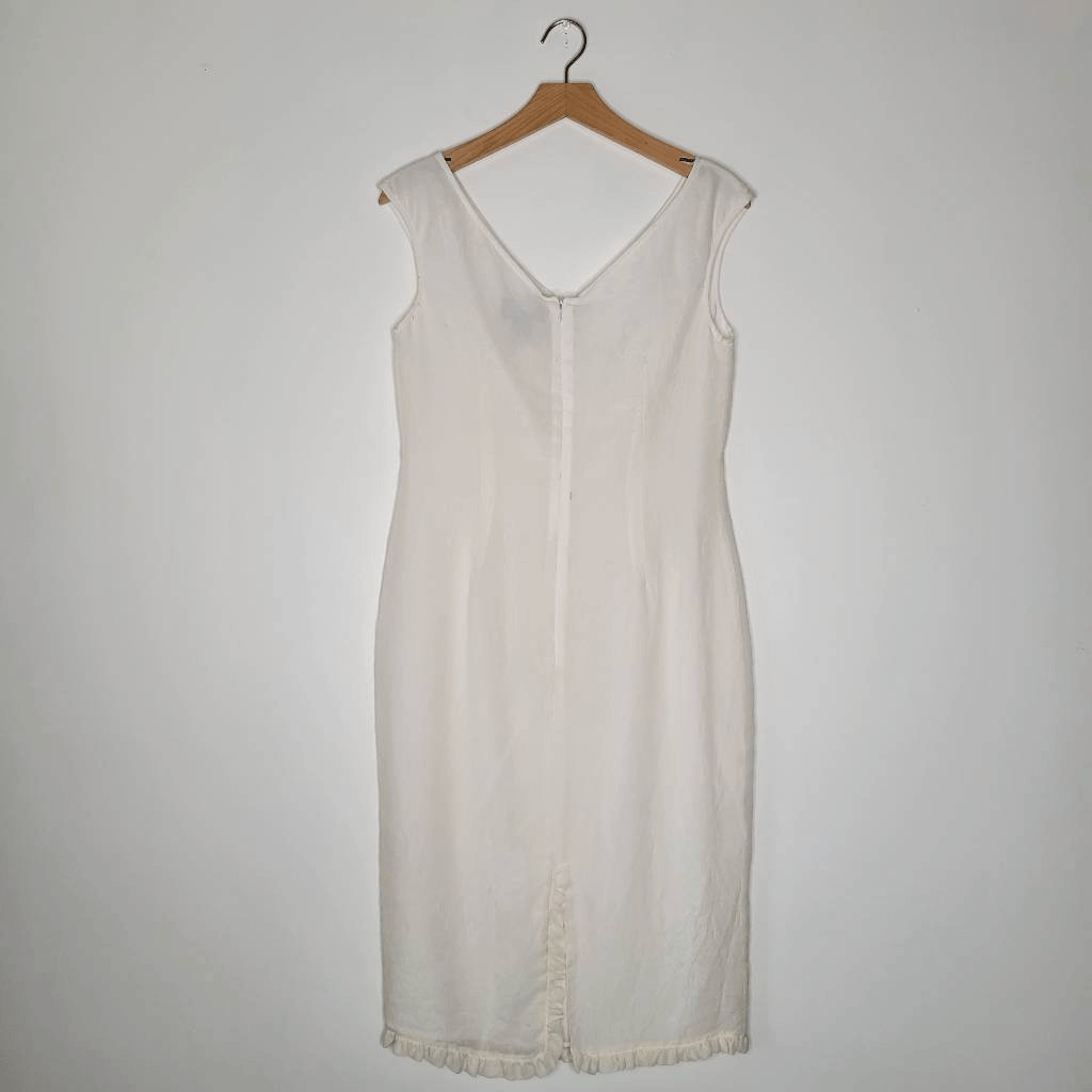 Vintage Finity Ivory 100% Silk Sleeveless Sheath Dress Size 10
