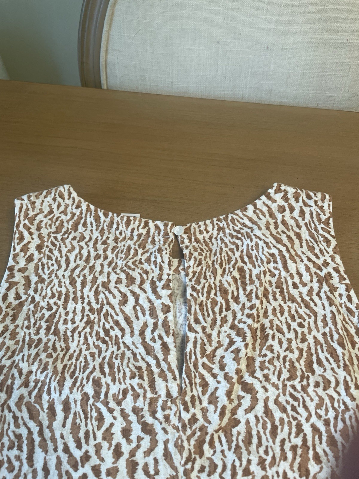 Old Navy M Brown/White Animal Print A-Line Dress Round Neck Sleeveless Above
