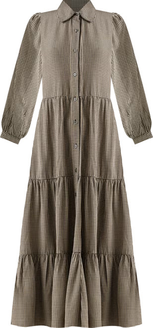 Levi’s Womens Darla Collared Midi Dress Beige & Black (Hedi Micro) L Large
