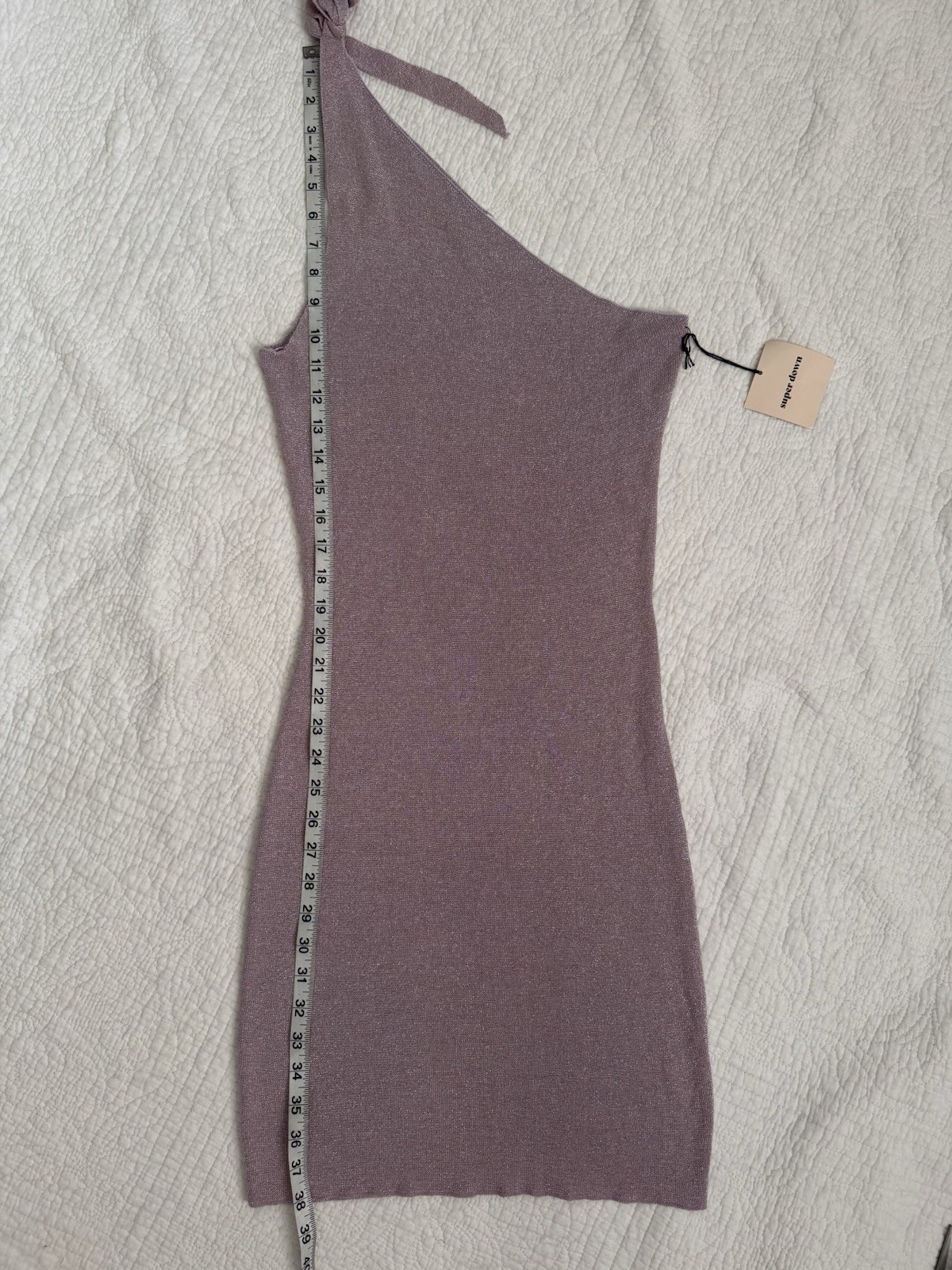 superdown Purple Knit One Shoulder Tie Strap Stretch Bodycon Mini Dress XS