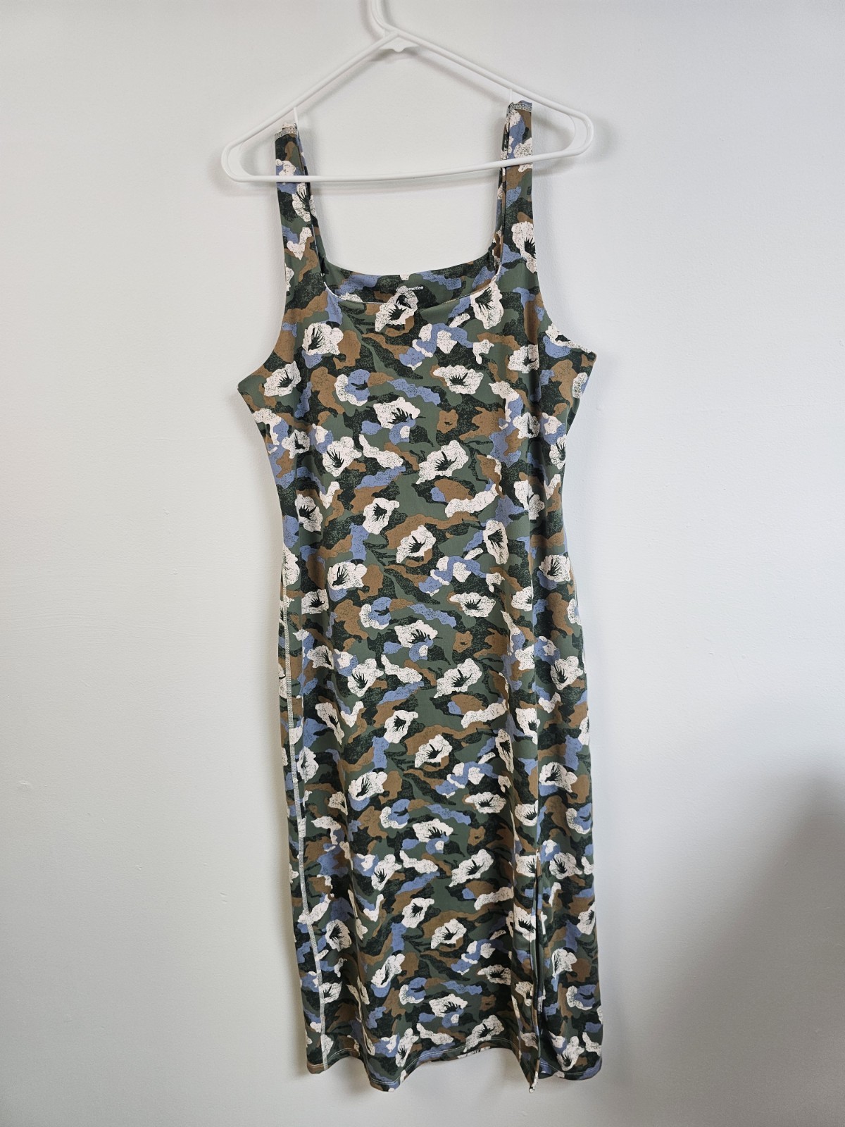 Daily Practice Square Neck Midi Floral Comfortable Strech Body Con Midi Dress