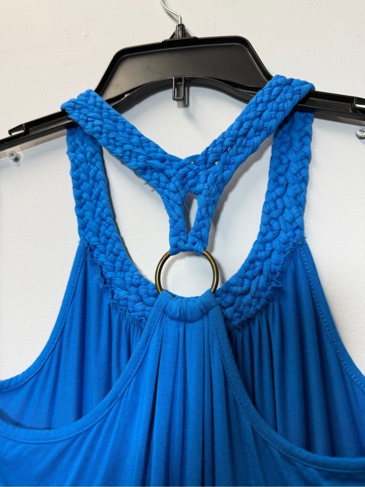 Spense Blue Braided Halter Neck Dress S O-Ring Casual