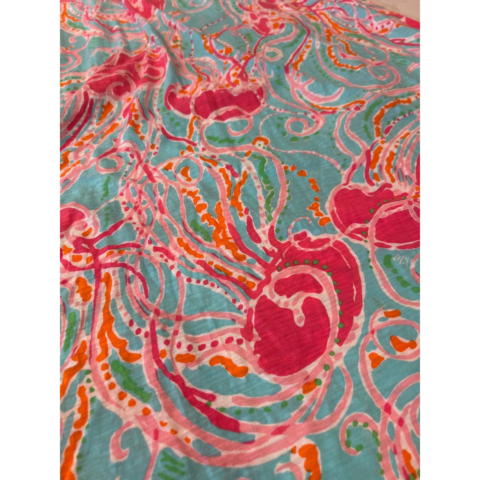 Lilly Pulitzer Jellyfish Jam Cotton Maxi Dress Blue Pink V-Neck Racerback Small