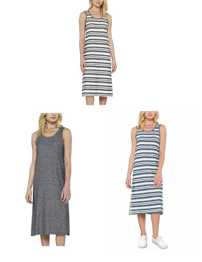 Matty M Women’s Scoop Neck Side Slit Tank Pencil Dress