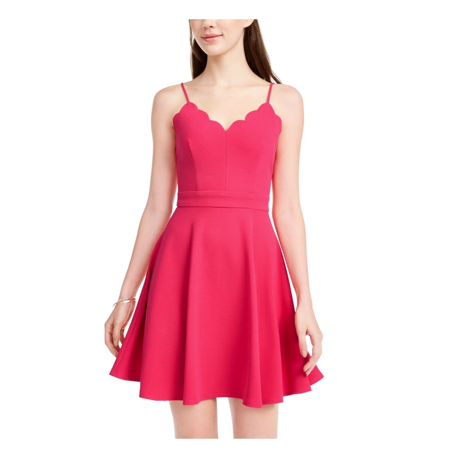 B Darlin Junior 13/14 Hot Pink Scalloped Fit and Flare Dress NWT CY61