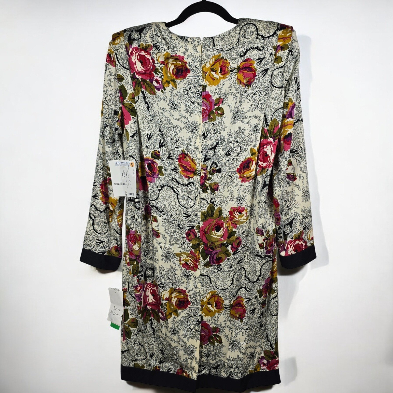 Vintage Donna Morgan for Non Stop Dress Woman 8 Floral Paisley Long Sleeve NWT