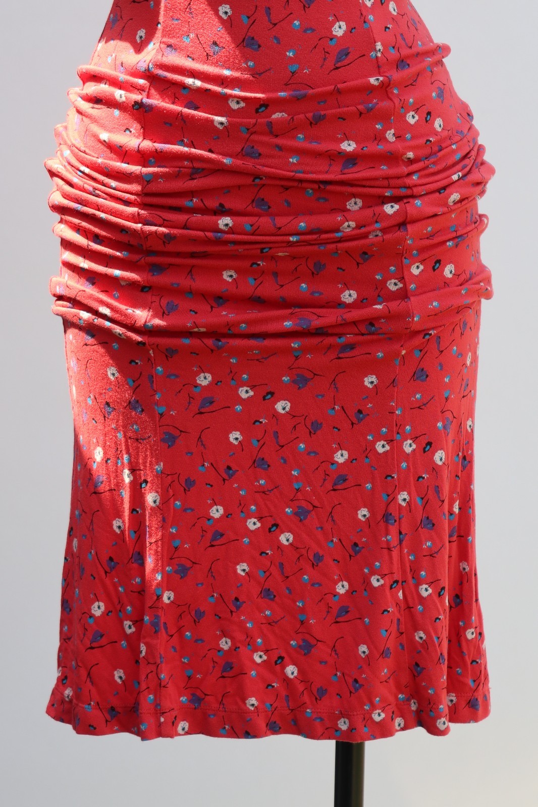 Free People Red Rayon Stretchy Jersey Floral Bodycon Tshirt Maxi Dress Women S
