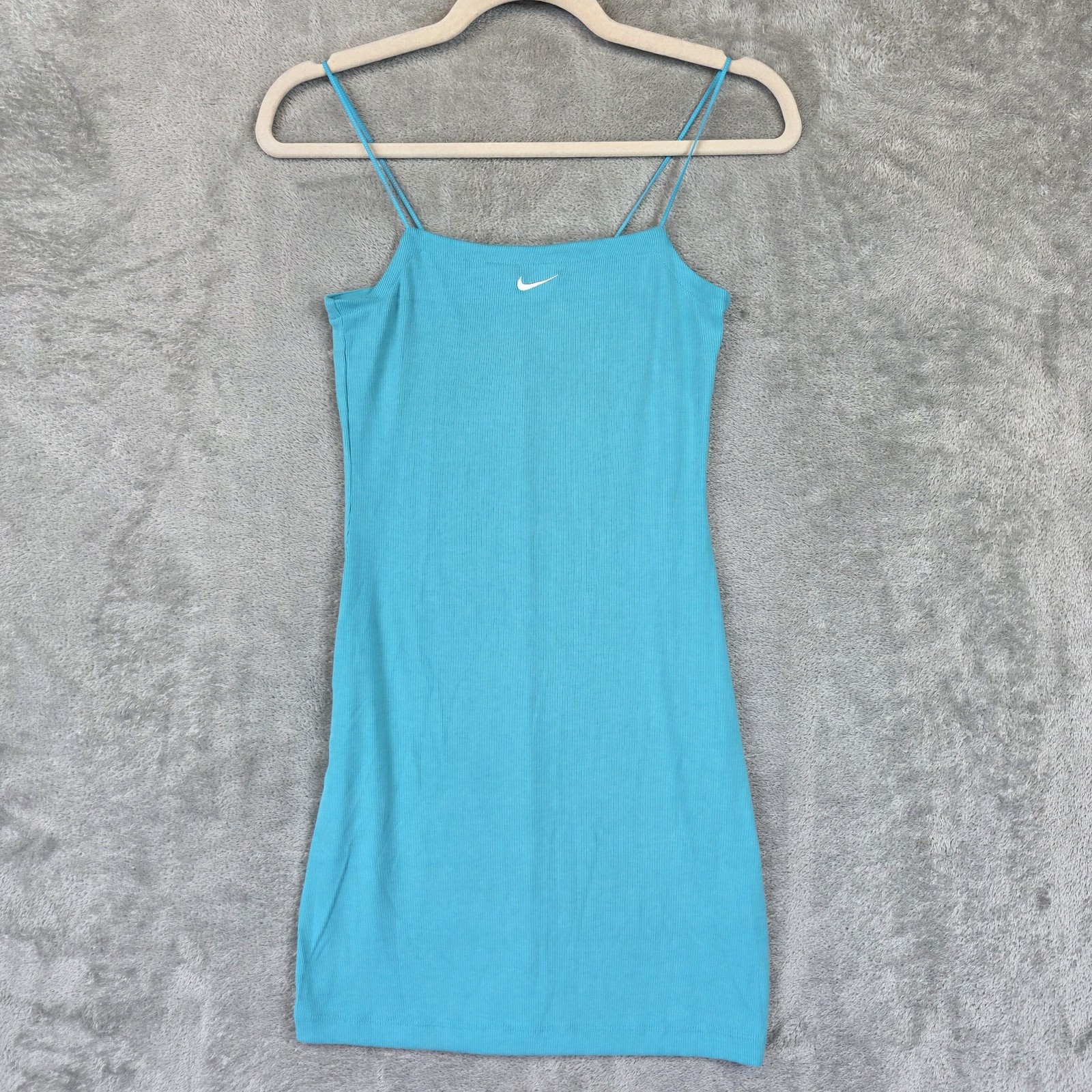 Nike Dress Womens XS Blue Ribbed Bodycon Spaghetti Strap Mini Casual FN4157-345