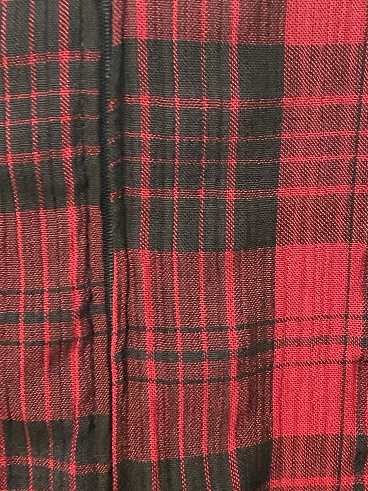 Red And Black Vintage Positive Attitude Dress Sz 14 Midi Plaid Zip And Tie Back