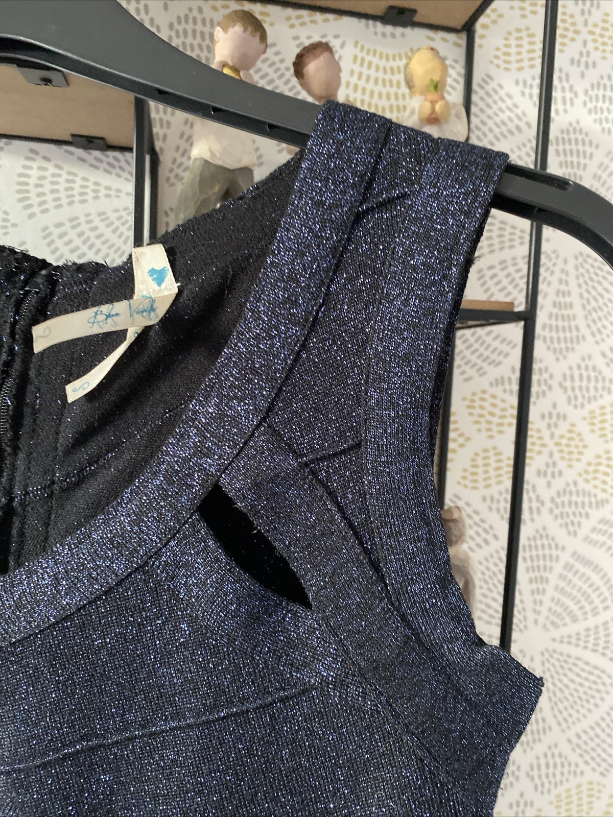 Blue Vanilla Navy Glitter Dress Size 10 S Small Party Evening
