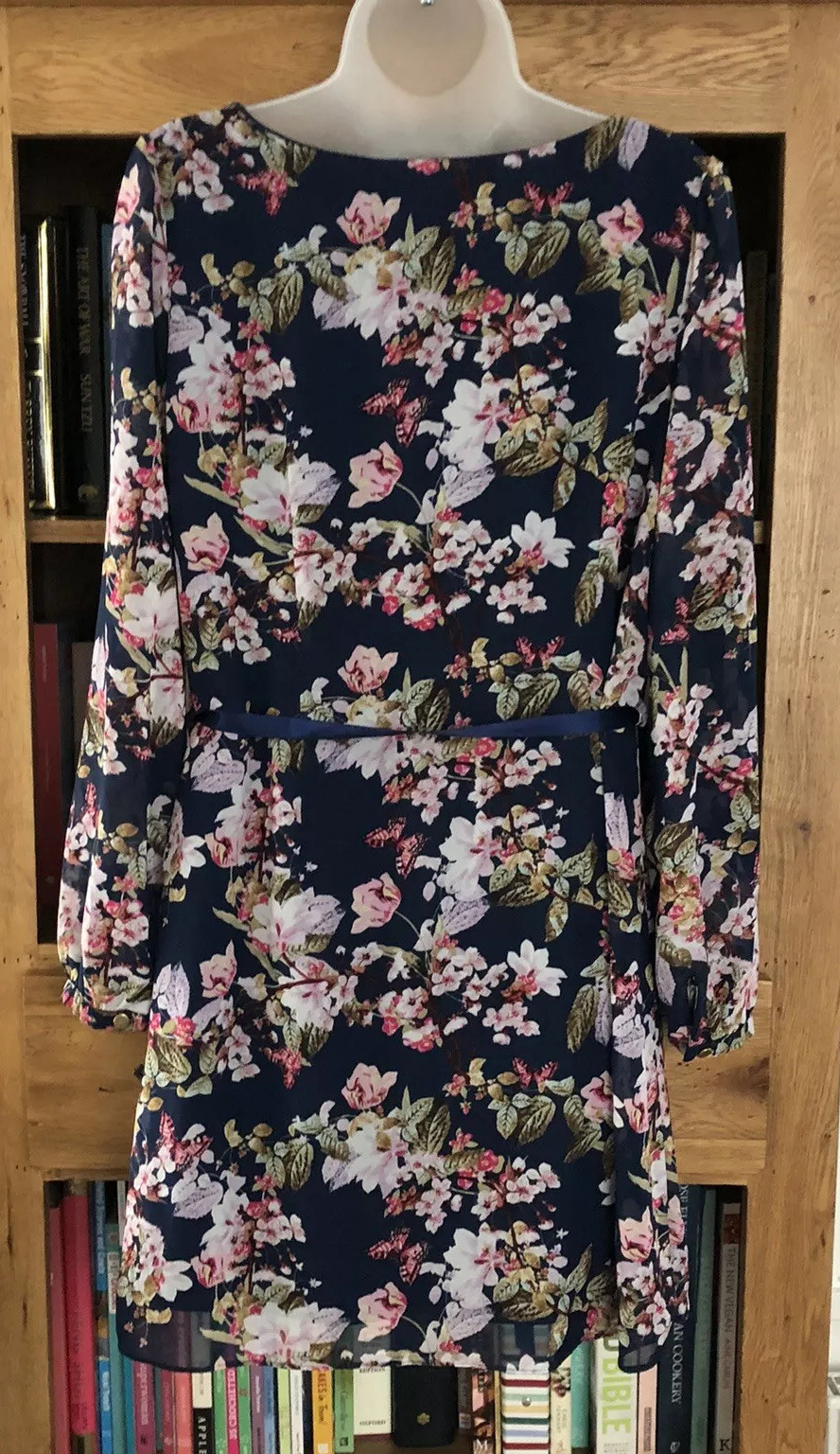 Atmosphere Navy Chiffon Shift Dress – Floral – Size 12 – Used – Good Condition