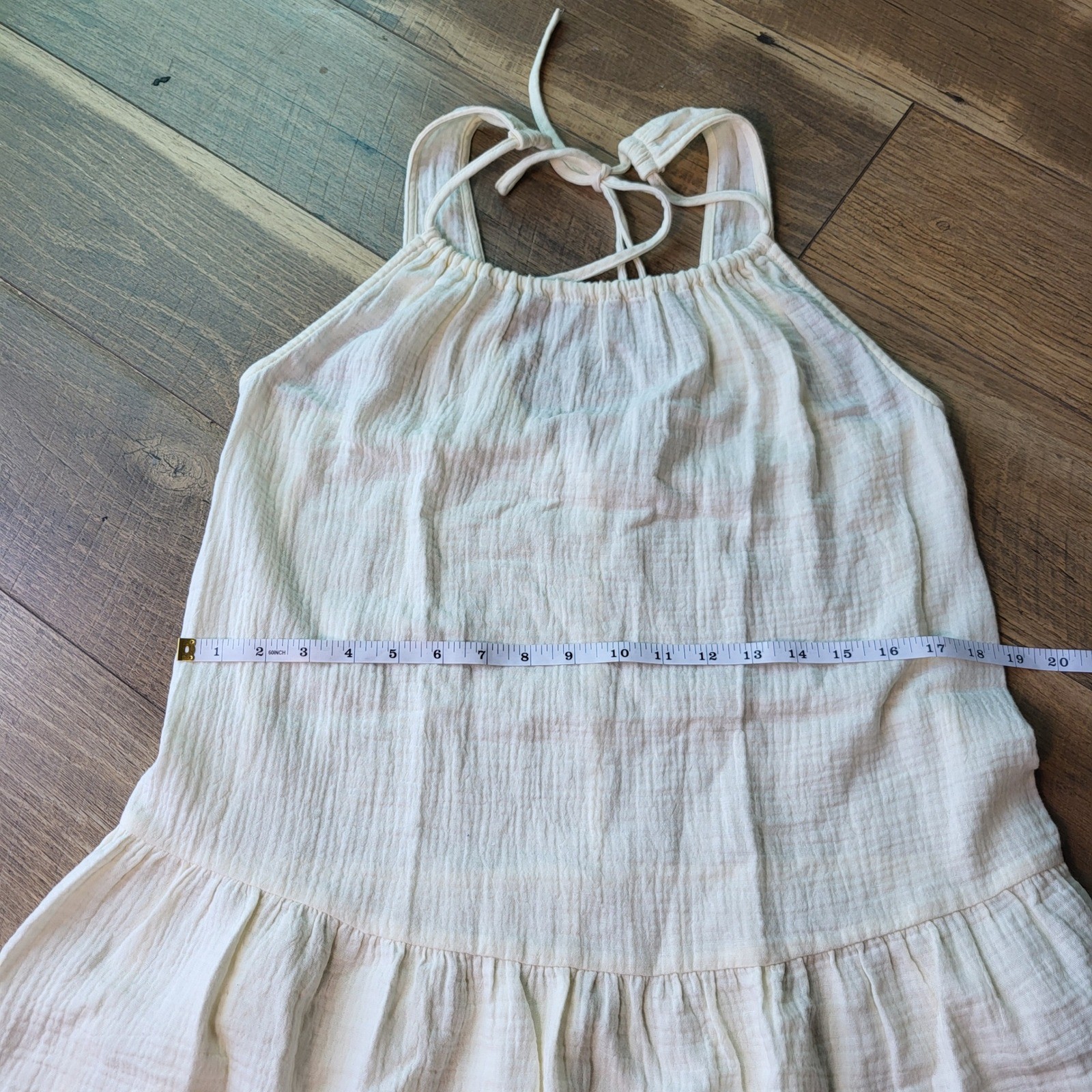 Xhilaration Womens Small Cream Gauze Halter Mini Dress Tiered Ruffle Sleeveless
