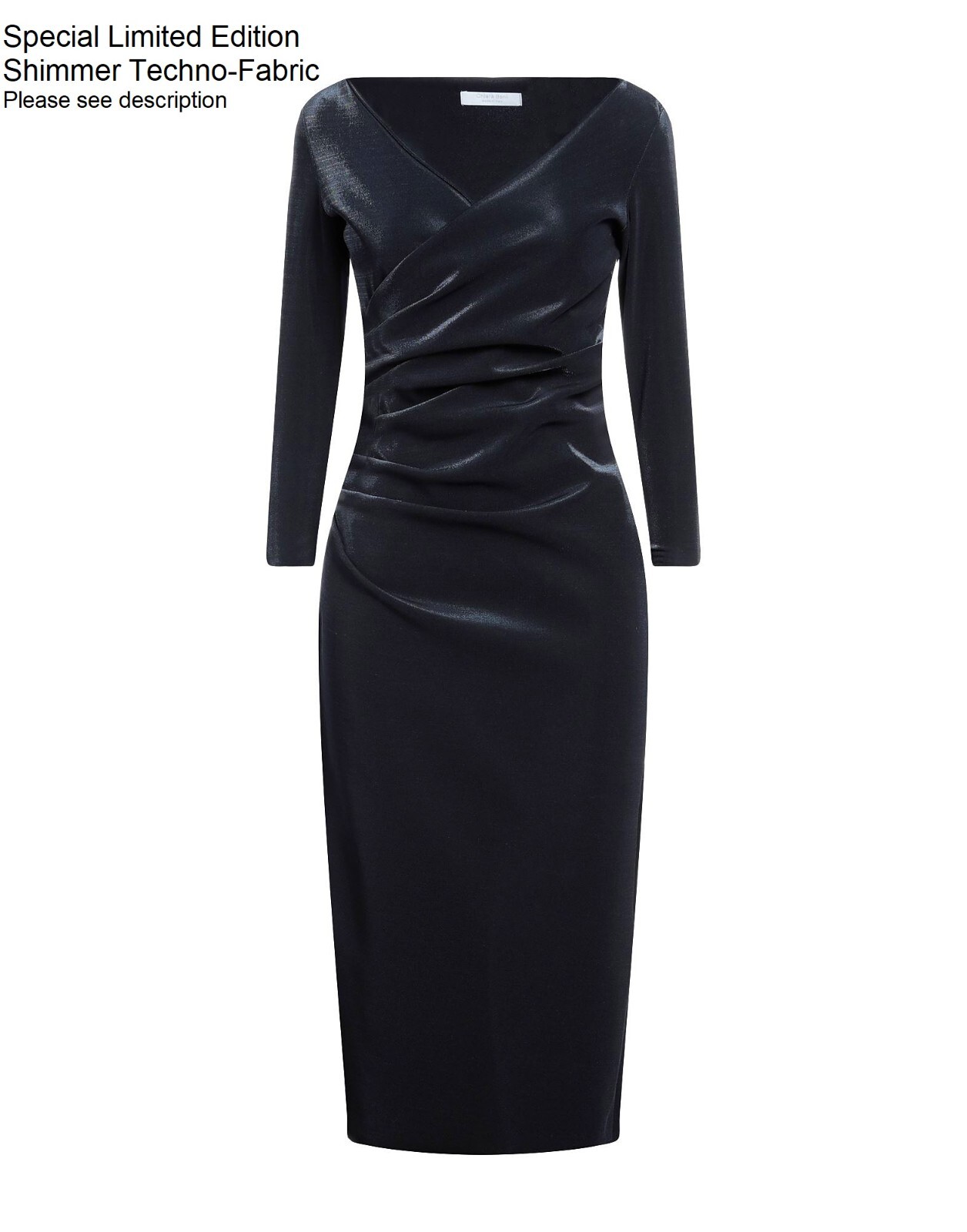 NWT Chiara Boni Aliki Dress 8U.S. Navy-Special Edition Shimmer Techno-Fabric