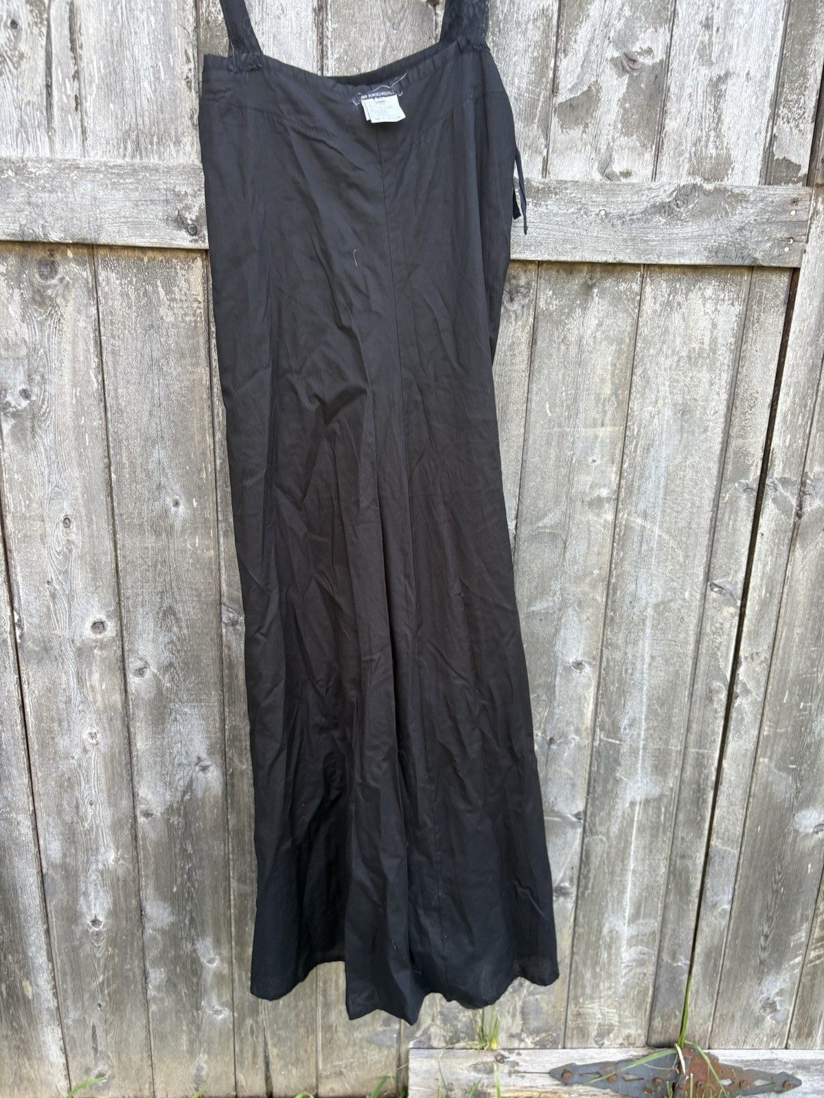 ANN DEMEULEMEESTER Minimalist Lightweight Black Cotton Dress with Lace Straps