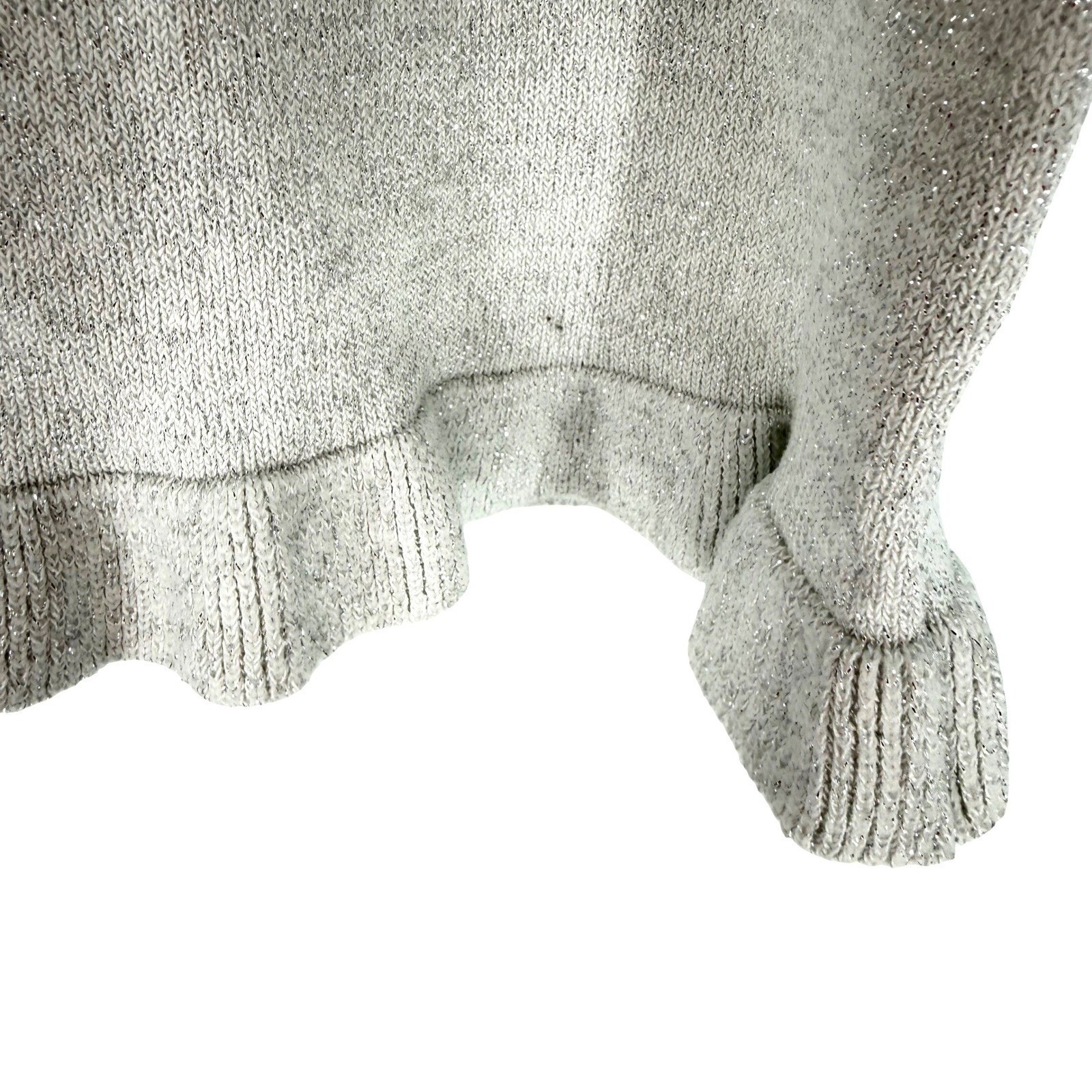 Lily & Taylor 2pc Knit Church Suit Dress Ruffled Edges Women’s L Silver Metallic