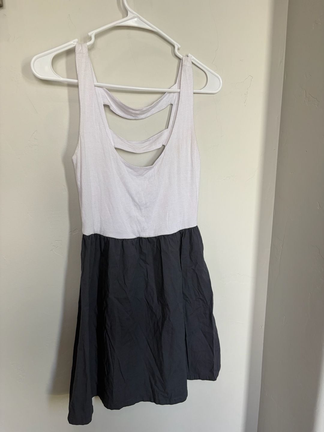 Be Bop White Tank and Black Skater Mini Dress with Strappy Back Detail