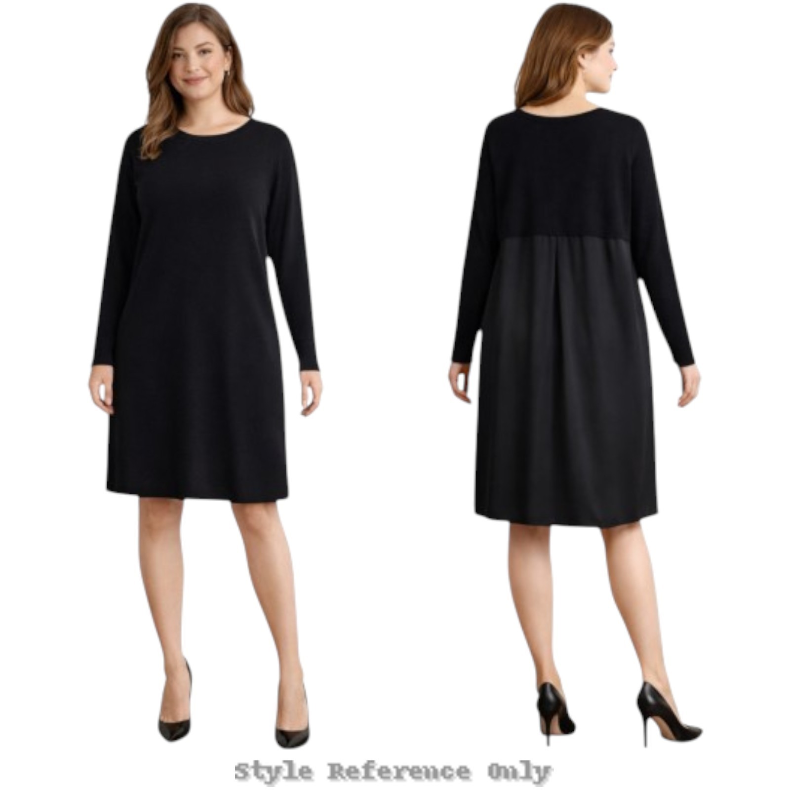 Nordstrom Merino Wool Blend Shift Sweater Dress Size XL Black Long Sleeve NWT