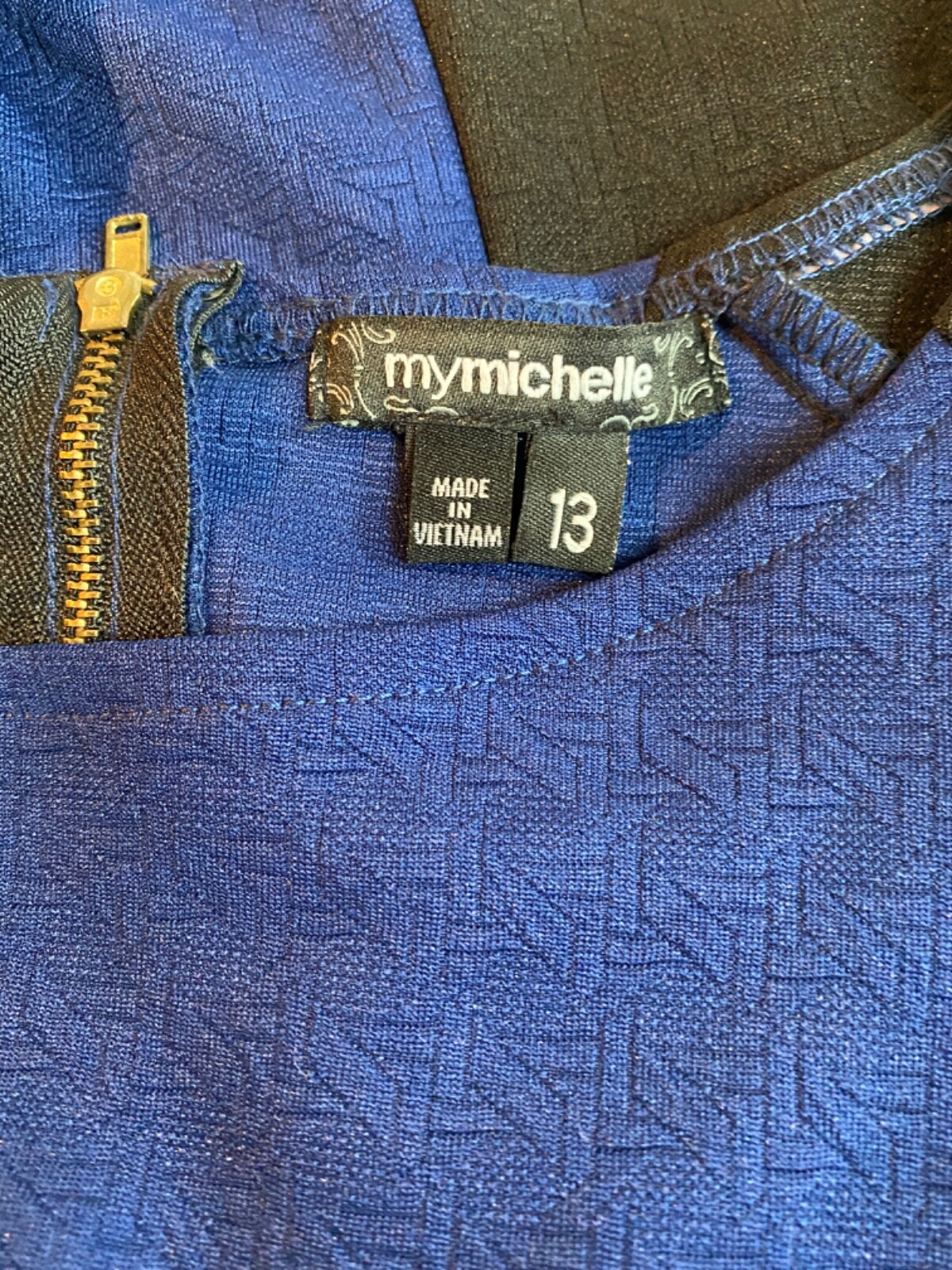 My Michelle Sheath Dress Junior 13 Color block Textured Short Sleeves Office